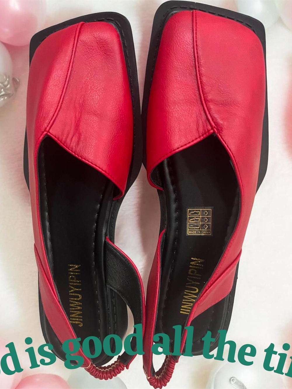 Joie Red Square-Toe Slingback Mules with Black Insole
